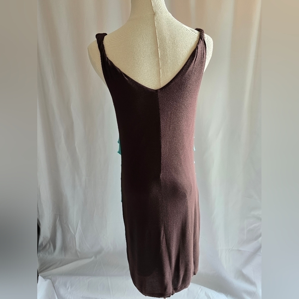 Allen B By Allen Schwartz Colorblock Stretch Dress Turquoise White Brown Sz. S - Picture 5 of 11